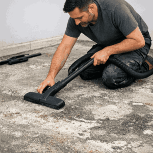 Step 1 - Cleaning the old flooring, if removed