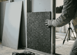 MGEL installation between double-wall plasterboard profiles