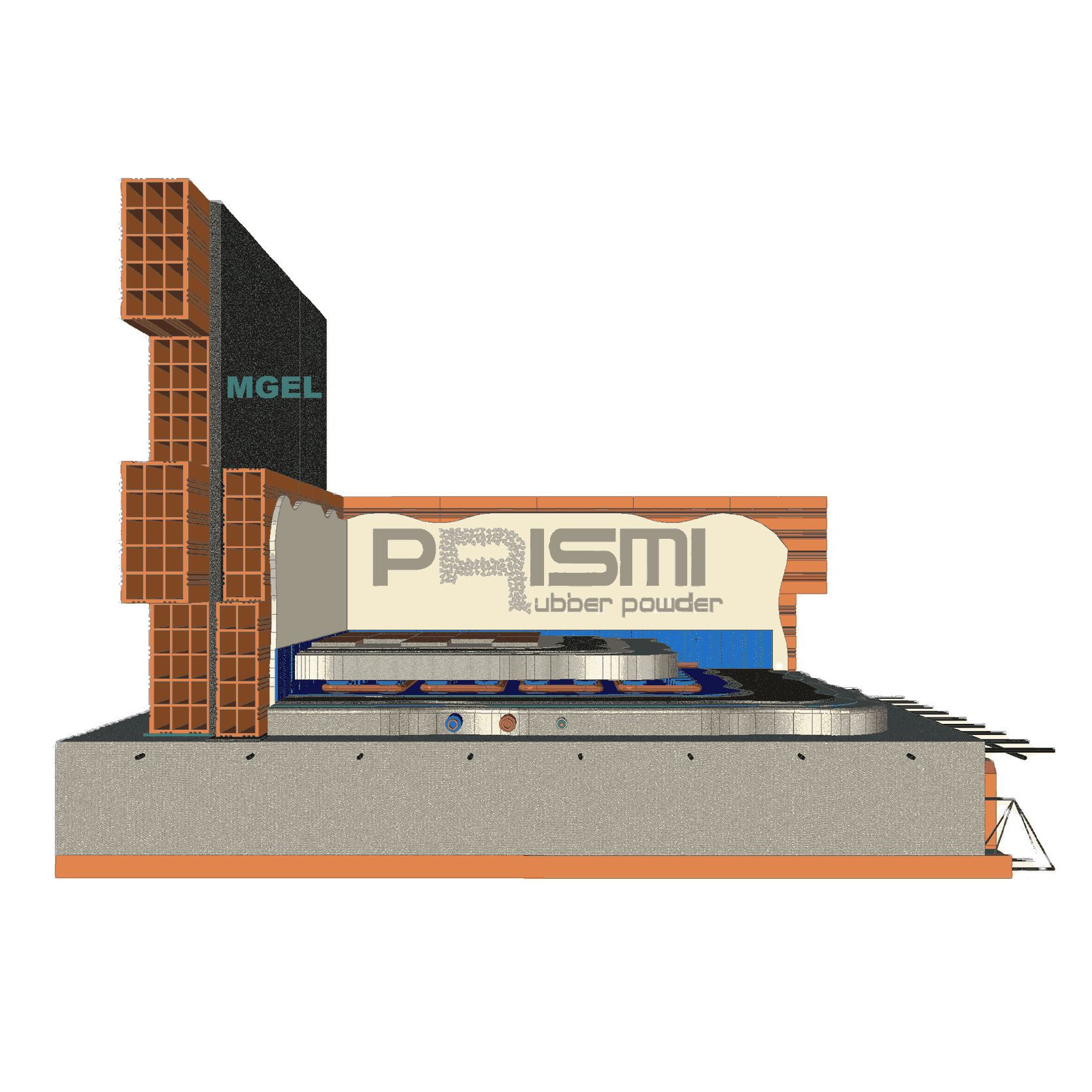 Wall stratigraphy with MGEL rubber insulation panel