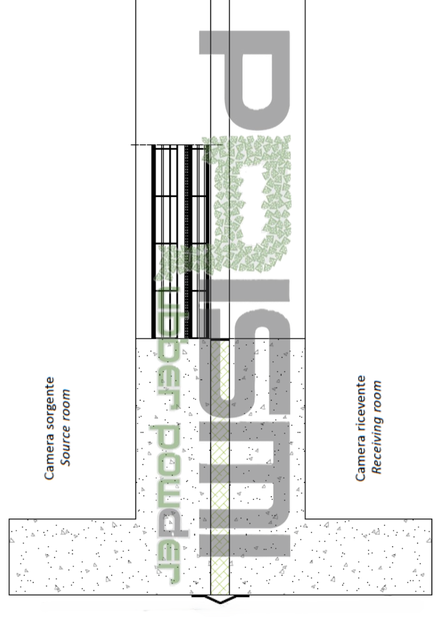 Wall construction section for ISO 10140-2 laboratory testing